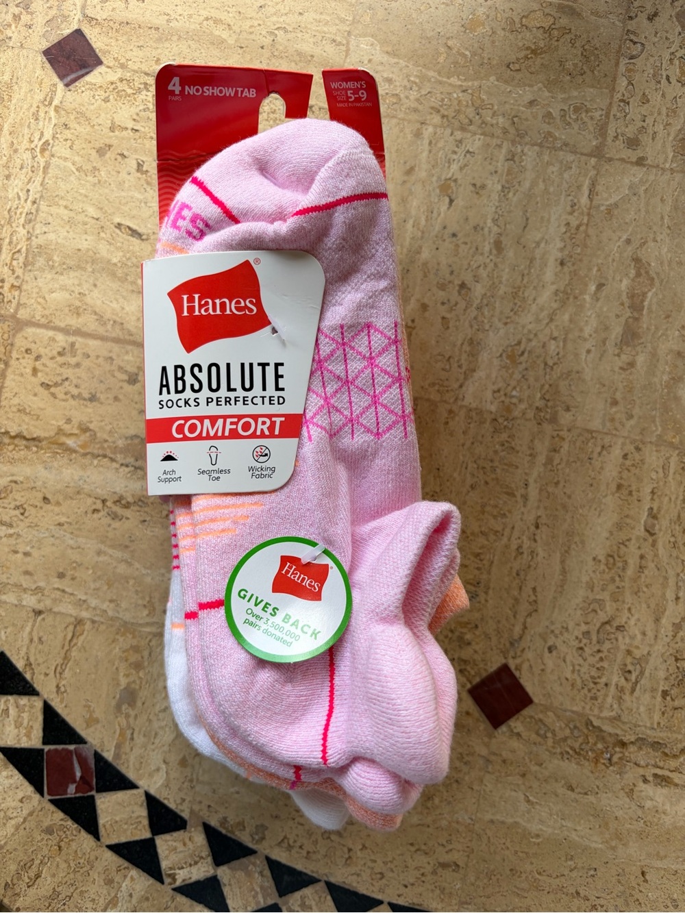 Hanes Pink & White Women's No-Show Comfort Socks - 4 Pack